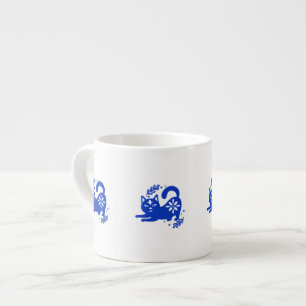 Taza de Espresso Gato Azul Juguetón – CozyBun