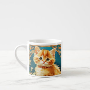 Taza De Espresso Gato de Alphonse Mucha Art Nouveau