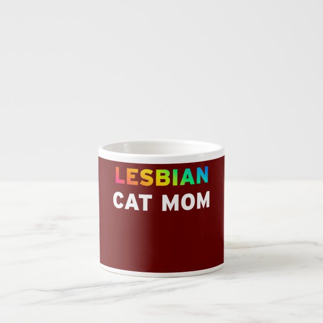 Taza De Espresso Gato Lésbico Mamá divertida Gatita Gatito Mascota  (Frente)