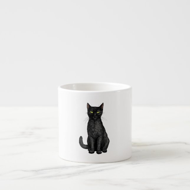 Taza De Espresso Gato negro (Frente)