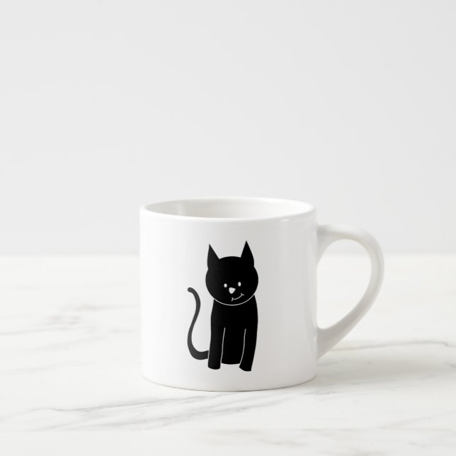 Taza De Espresso Gato negro lindo (Derecha)