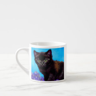 Taza De Espresso Gato Van Gogh y flores