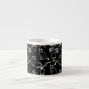 Taza De Espresso Gatos blancos en negro