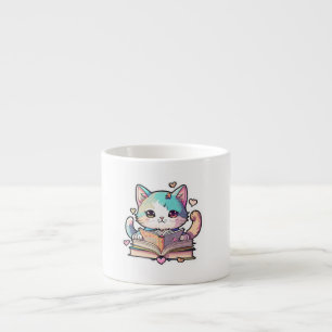 Taza De Espresso gatos lindos diseño asombroso leer libros de gato