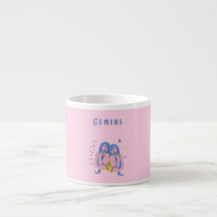 Taza De Espresso Gemini rosa, zodiaco, impresión de signo zodiacal