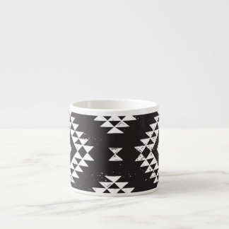 Taza De Espresso Geométrica Navajo: Tribal Blanco Negro.