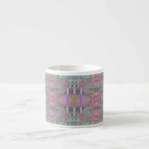 Taza De Espresso Geométrico rosa púrpura verde