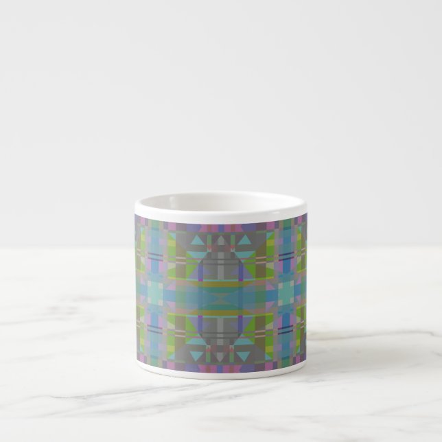 Taza De Espresso Geométrico verde azul púrpura (Frente)