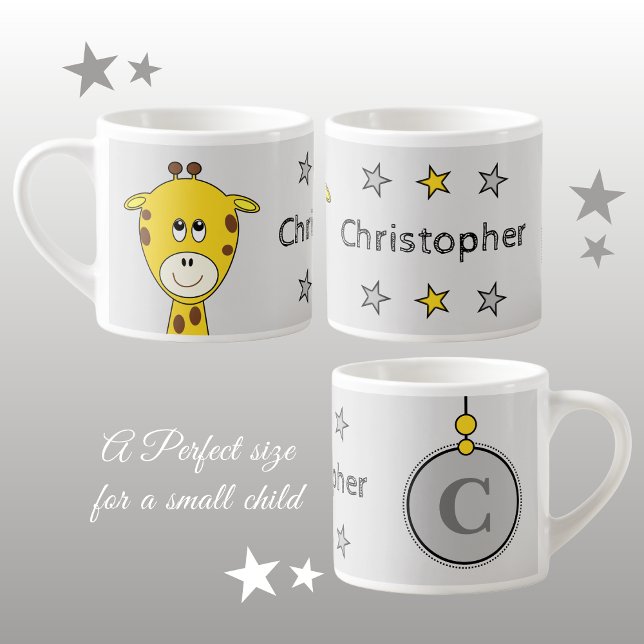Taza De Espresso Girafa suave gris amarillo con estrellas de niño (Subido por el creador)
