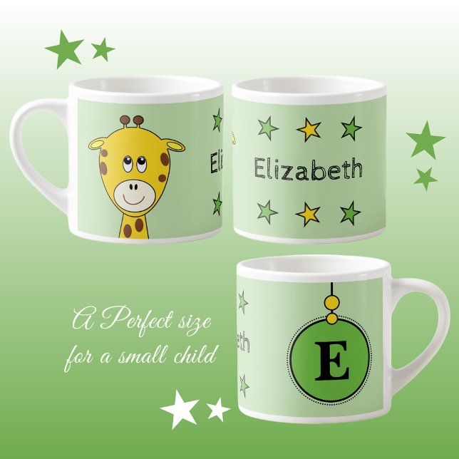 Taza De Espresso Girafa suave verde amarillo con estrellas de niño (Subido por el creador)