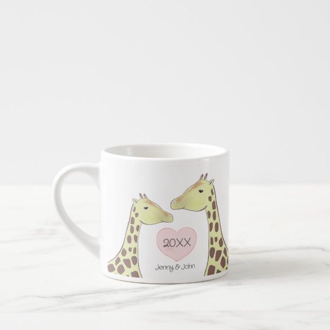 Taza De Espresso Giraffe Pareja Boda/ Participación (Izquierda)