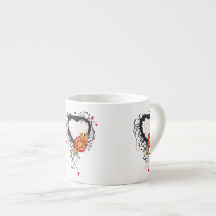 Taza De Espresso Girasol negro de corazón