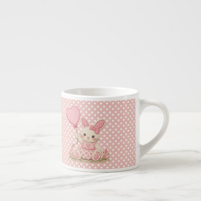 Taza De Espresso Globo de conejo rosa (Derecha)