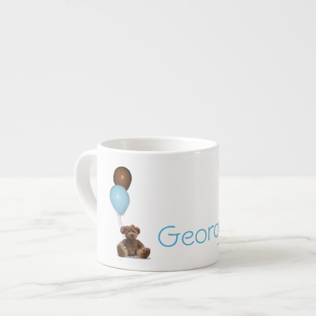 Taza De Espresso Globos azules y de chocolate Teddy Bears Baby Mug (Izquierda)