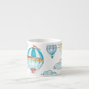 Taza De Espresso Globos Vintage: Impresionante acuarela Seamless.