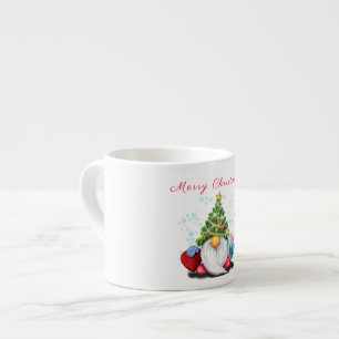Taza De Espresso Gnome con Gorra de árbol de Navidad y peluca de re