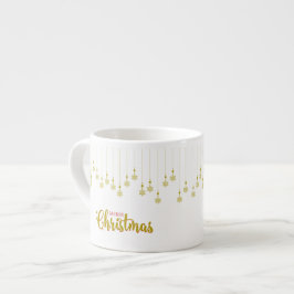 Taza De Espresso Golden Snowflakes with Merry Christmas Quote