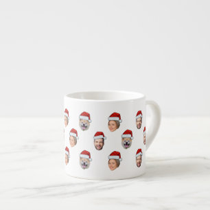Taza De Espresso Gorra de Santa Claus frente a 3 fotos regalo de Na
