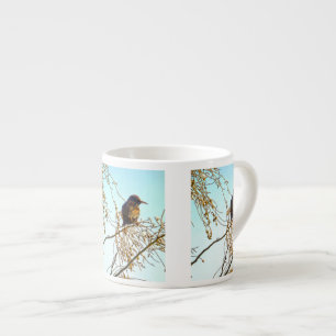 Taza De Espresso Gorrión en una rama del invierno