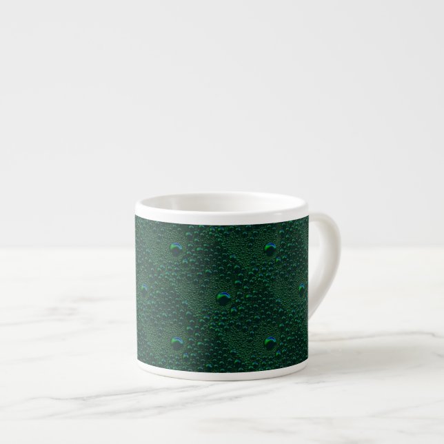 Taza De Espresso Gotitas de agua en metal verde (Derecha)