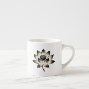 Taza De Espresso Graceful Lotus - Flor de pincel de tinta sobre