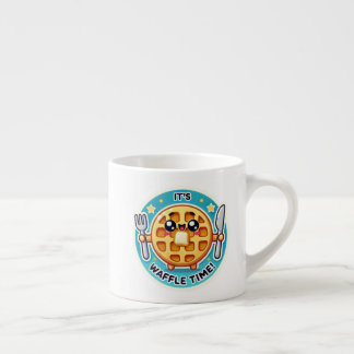 Taza De Espresso Graciosa peluca de Waffle con diseño de fondo