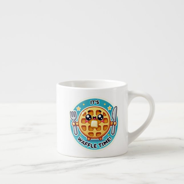 Taza De Espresso Graciosa peluca de Waffle con diseño de fondo (Derecha)