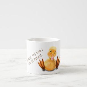 Taza De Espresso Graciosa sonrisa lúdica en el pato amarillo - tex