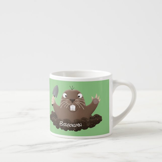 Taza De Espresso Gracioso gopher digging personalizado ilustracion (Derecha)