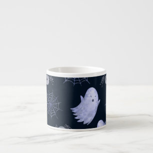 Taza De Espresso Gracioso patrón de Halloween con araña fantasma.