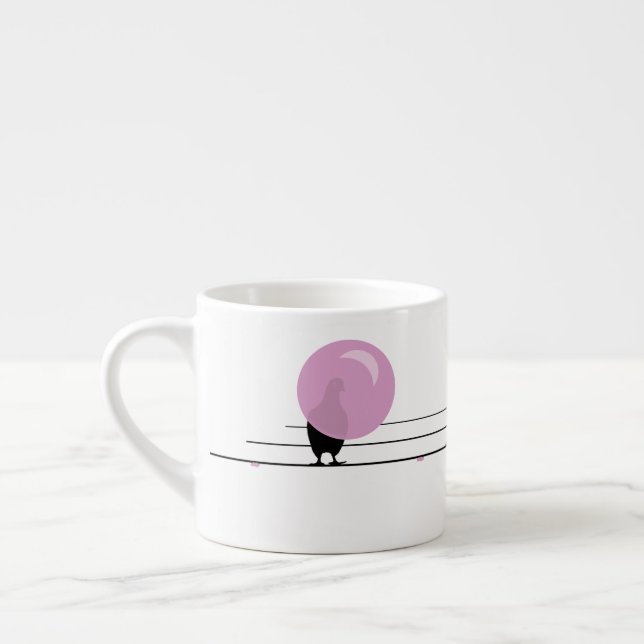Taza De Espresso Graciosos pájaros de bubblegum en blanco alambrado (Izquierda)