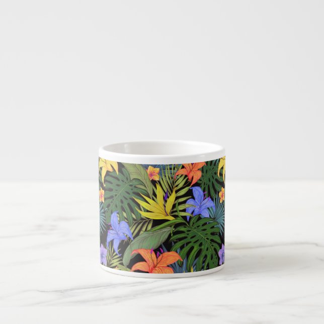 Taza De Espresso Gráfica de flor tropical Hawai Aloha (Frente)