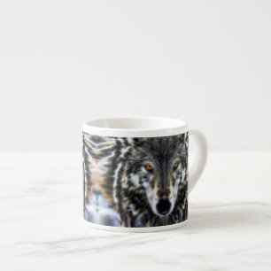 Taza De Espresso Gráfica inspiradora de lobo Retrato