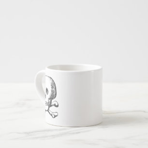 Taza De Espresso Gráfico Antiguo de Calavera y Huesos Cruzados
