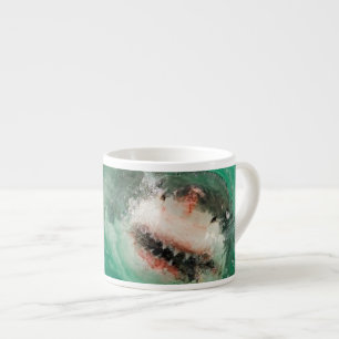 Taza De Espresso Gran blanco Shark1