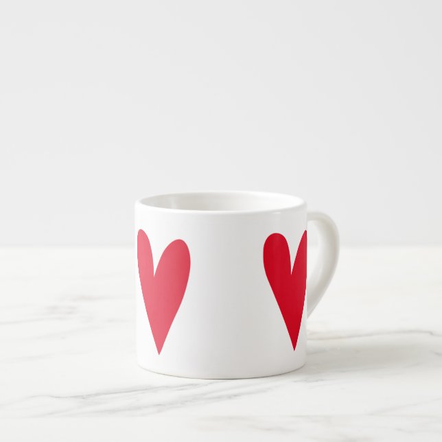 Taza De Espresso Gran patrón de corazón rojo - romántico (Derecha)