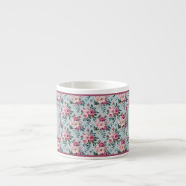 Taza De Espresso Grandmillennial Dusty Rose Floral Custom Monogram