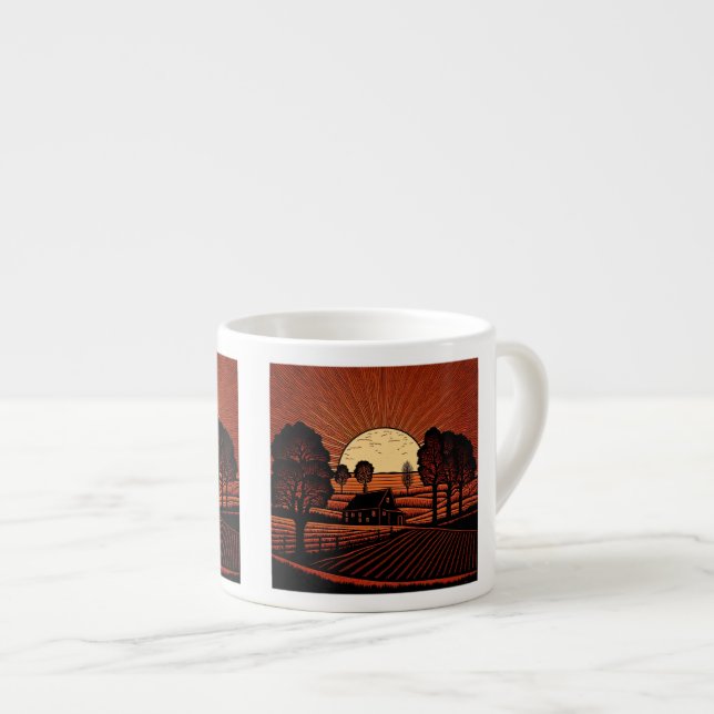 Taza De Espresso Granja de madera Espresso Mug (Derecha)
