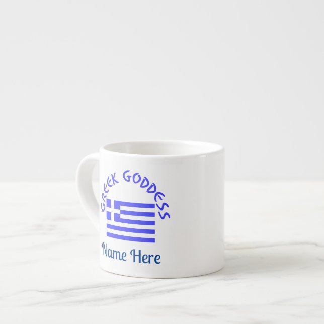 Taza De Espresso Greek Goddess and Flag of Greece (Izquierda)