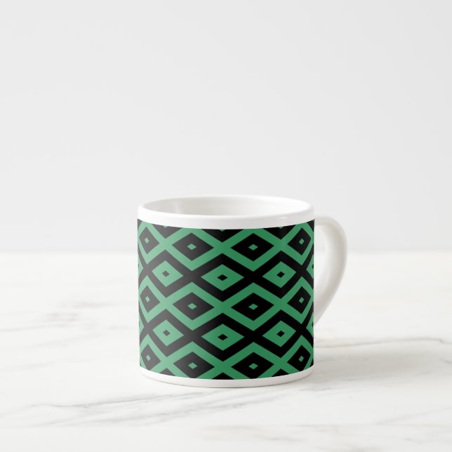 Taza De Espresso Green and black diamond pattern (Derecha)
