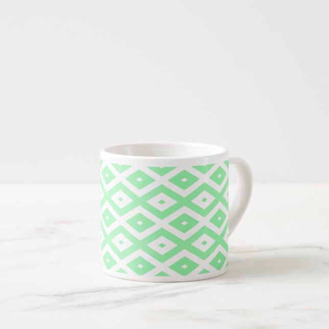 Taza De Espresso Green and white diamond pattern (Derecha)