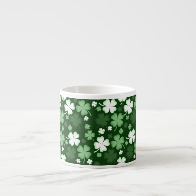 Taza De Espresso Green Shamrock, Día de San Patricio (Frente)