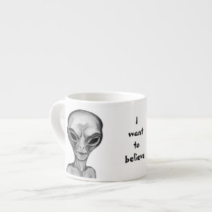 Taza De Espresso Grey Alien , quiero creer