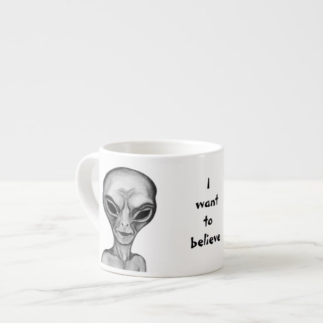 Taza De Espresso Grey Alien , quiero creer (Izquierda)