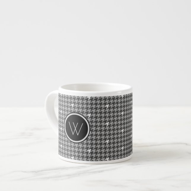 Taza De Espresso Gris con acento plateado Houndstoth Specied Mug (Izquierda)