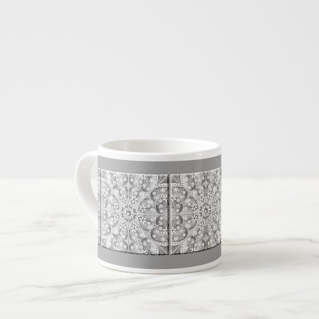 Taza De Espresso Gris de encaje cerámico (Izquierda)