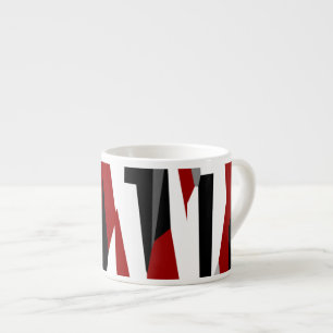 Taza De Espresso gris rojo negro y blanco