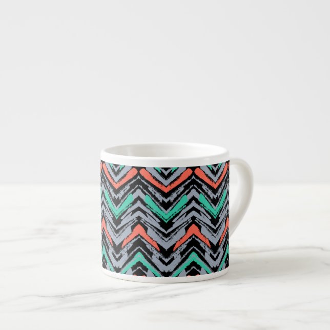 Taza De Espresso Gris, trullo, y modelo dibujado mano coralina de (Derecha)