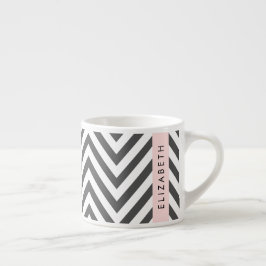 Taza De Espresso Gris Zigzag, Gris Chevron, Púrpura, Tu Nombre