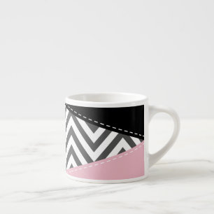Taza De Espresso Gris Zigzag, Gris Chevron, Zigzag Pattern, Rosa